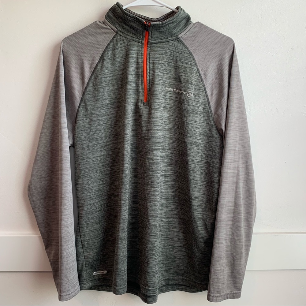 Free Country Active Gray & Orange Quarter Zip Long Sleeve Shirt